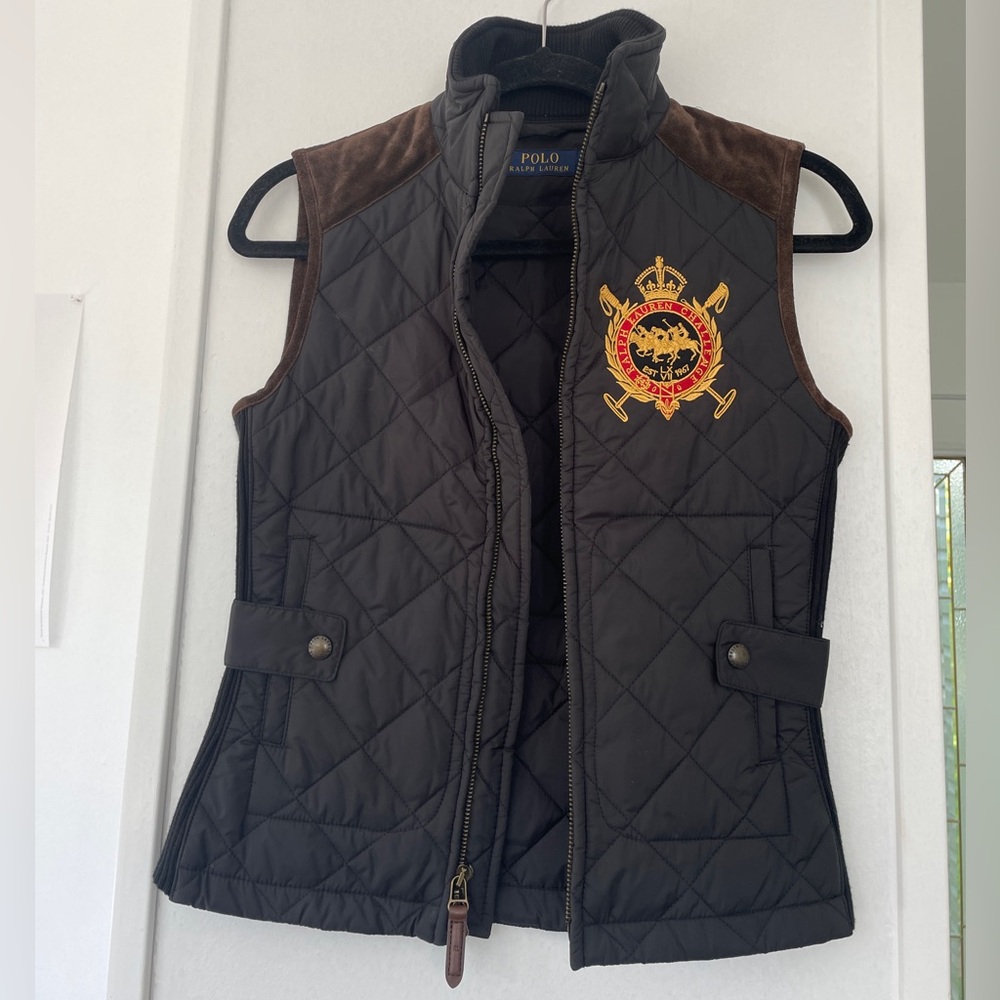 Vintage Ralph Lauren Black and Brown Puffer Vest